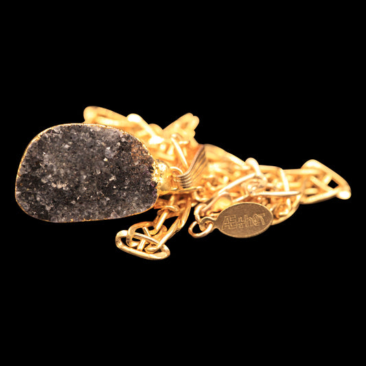 Petite Black Agate Druzy on Mariner