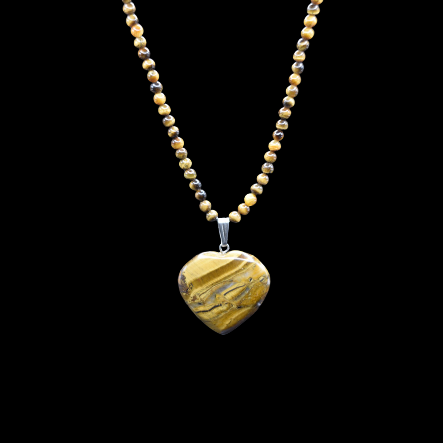 Double Tiger Eye Heart