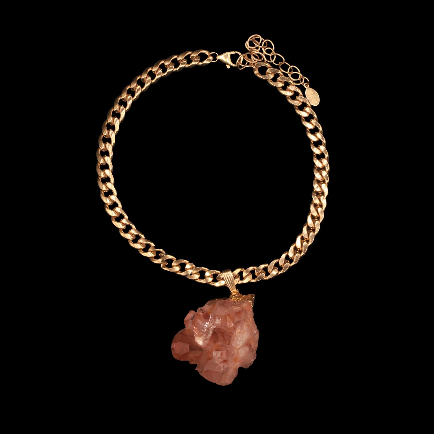 Tangerine Quartz Cluster on Curb Choker