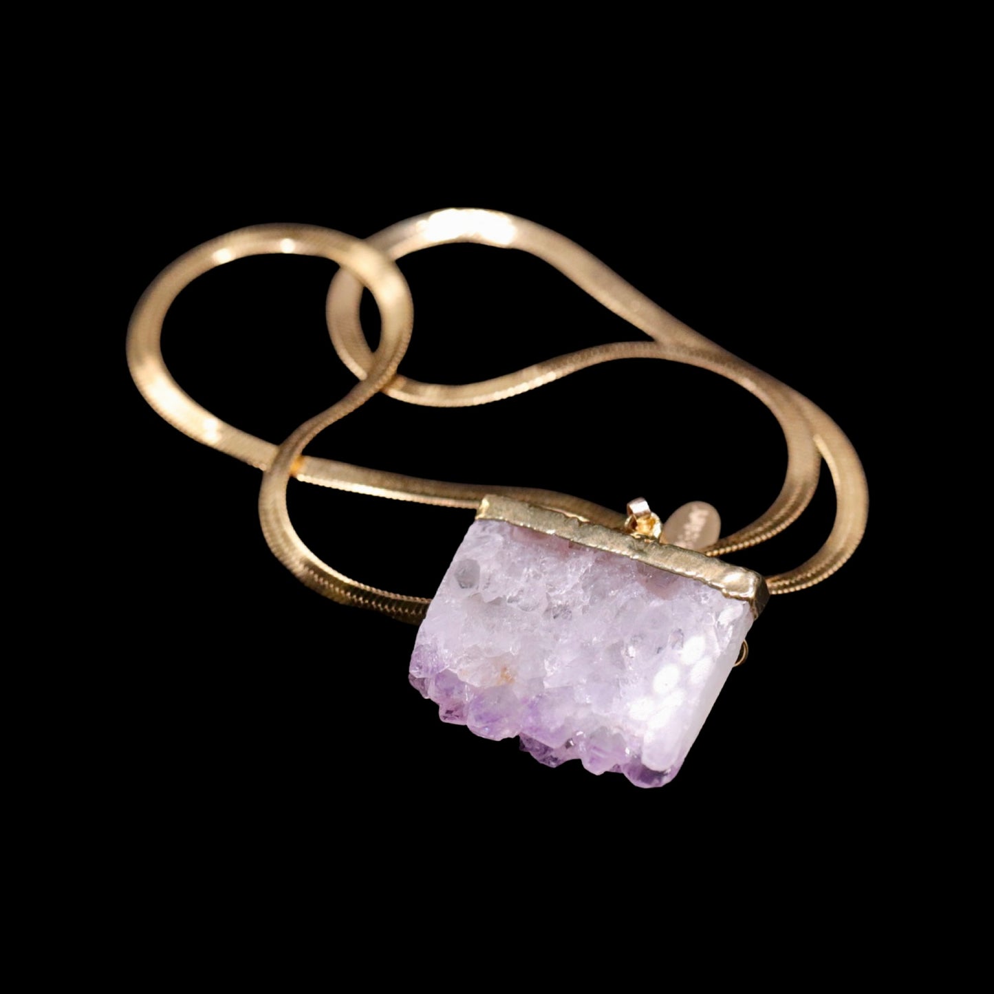 Raw Uruguayan Amethyst Slice on Herringbone