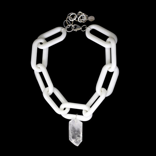 Raw Quartz Point White Link Choker