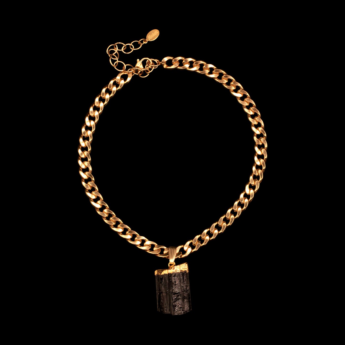 Raw Black Tourmaline on Curb Choker