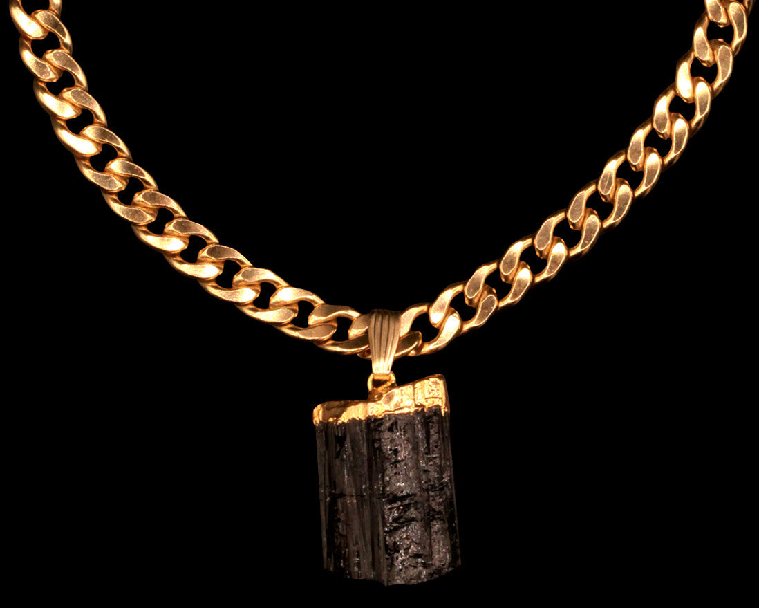 Raw Black Tourmaline on Curb Choker