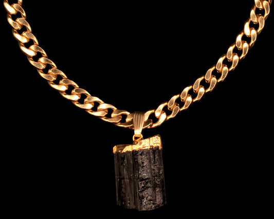 Raw Black Tourmaline on Curb Choker