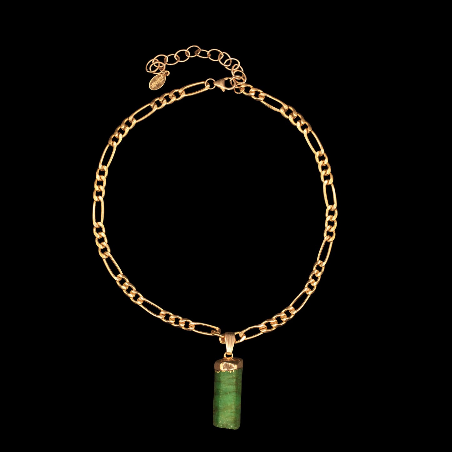Raw Emerald on Figaro Choker