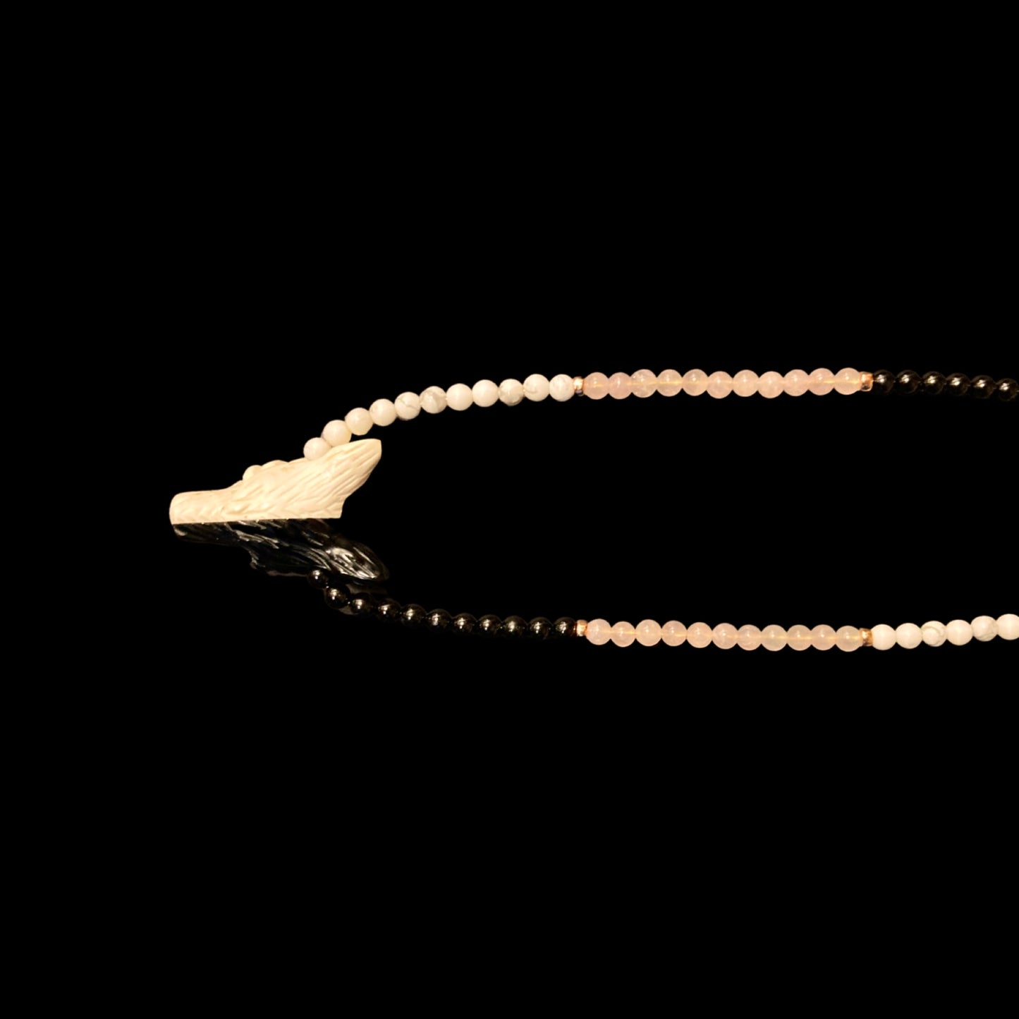 PINKMOON22 X HOWLITE + BLACK OBSIDIAN ON ROSE QUARTZ + HOWLITE + BLACK TOURMALINE