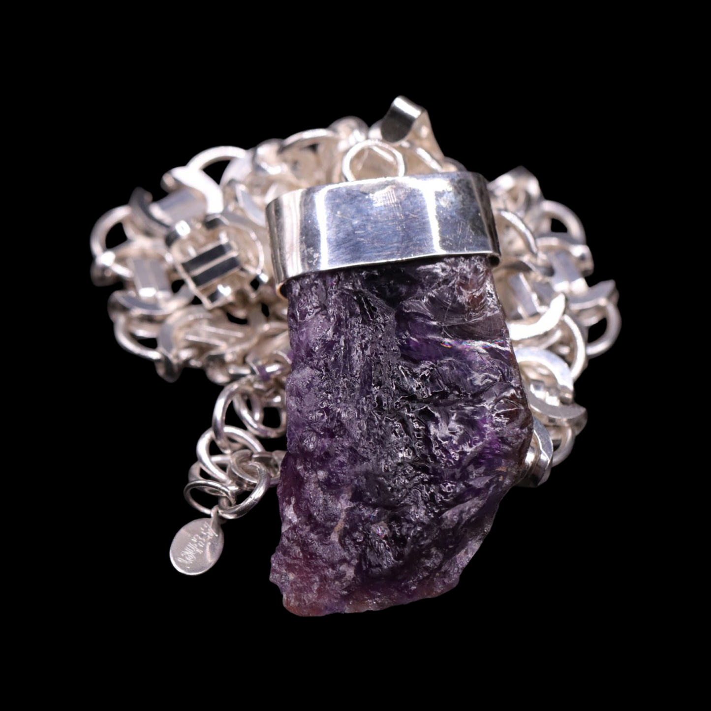 Natural Amethyst on Handmade European Byzantine Chain