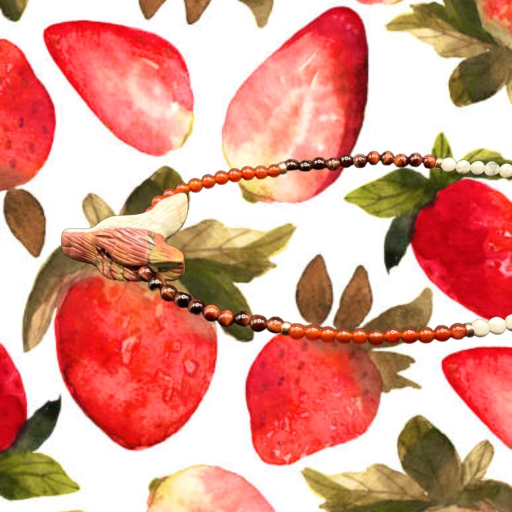 STRAWBERRYMOON22 X HOWLITE + PICASSO JASPER ON RED AGATE + RED TIGER EYE + HOWLITE