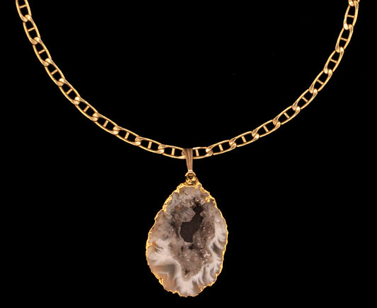 Oco Agate Geode Slice on Mariner Choker