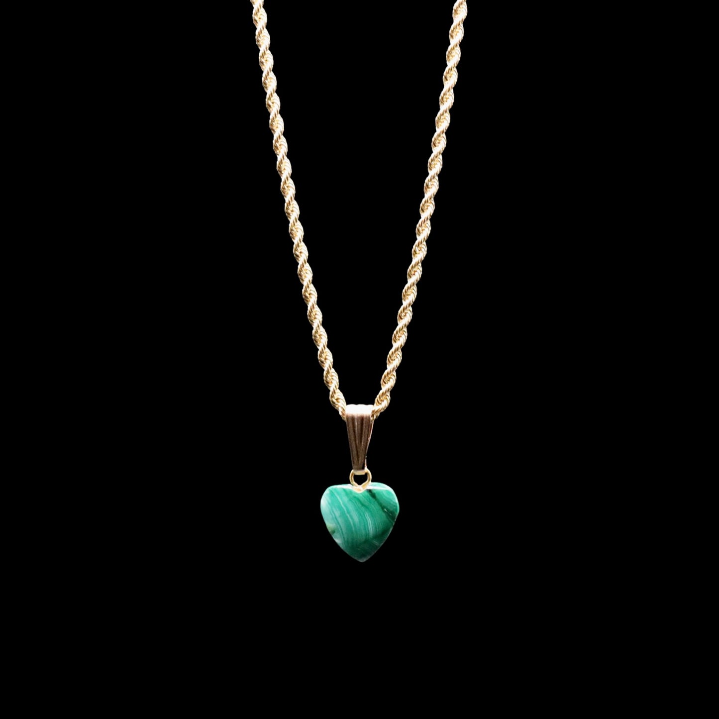 Petite Malachite Heart on Rope