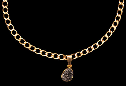 Petite Black Agate Druzy on Curb Choker
