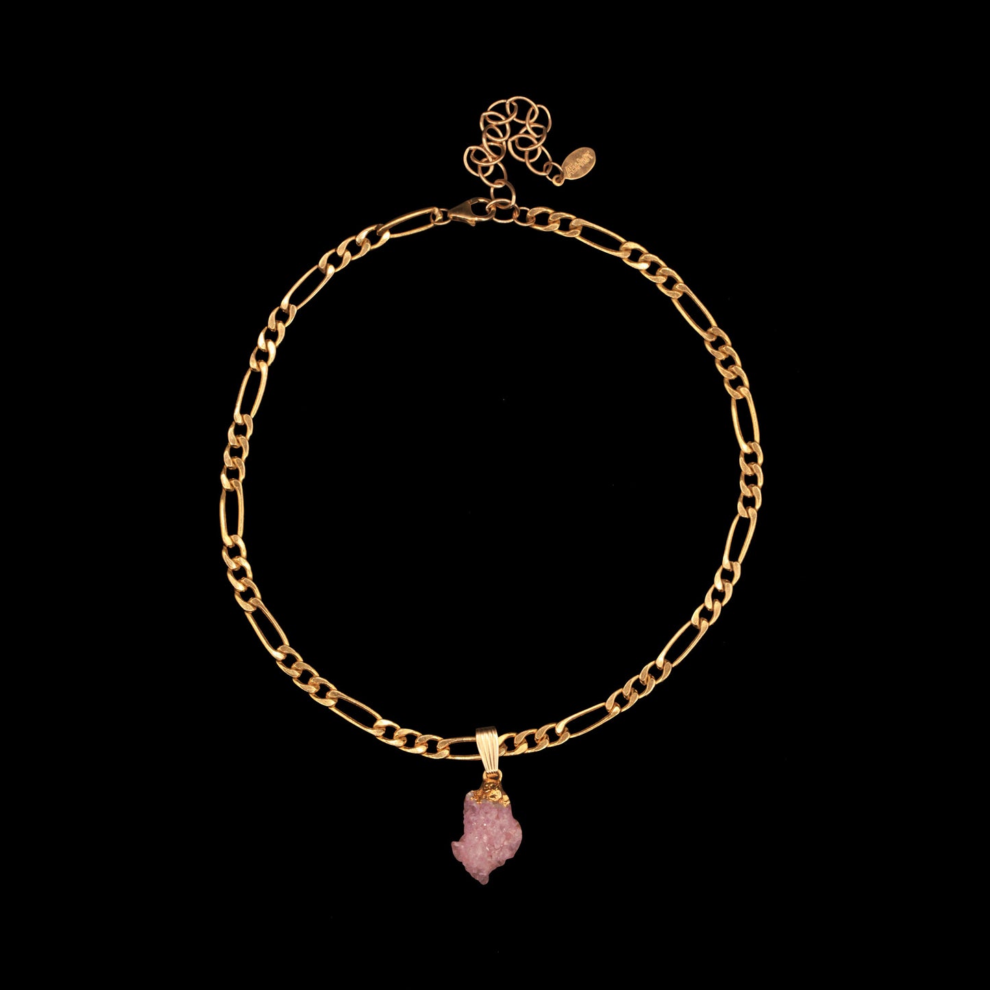 Rose Quartz Cluster on Figaro Choker