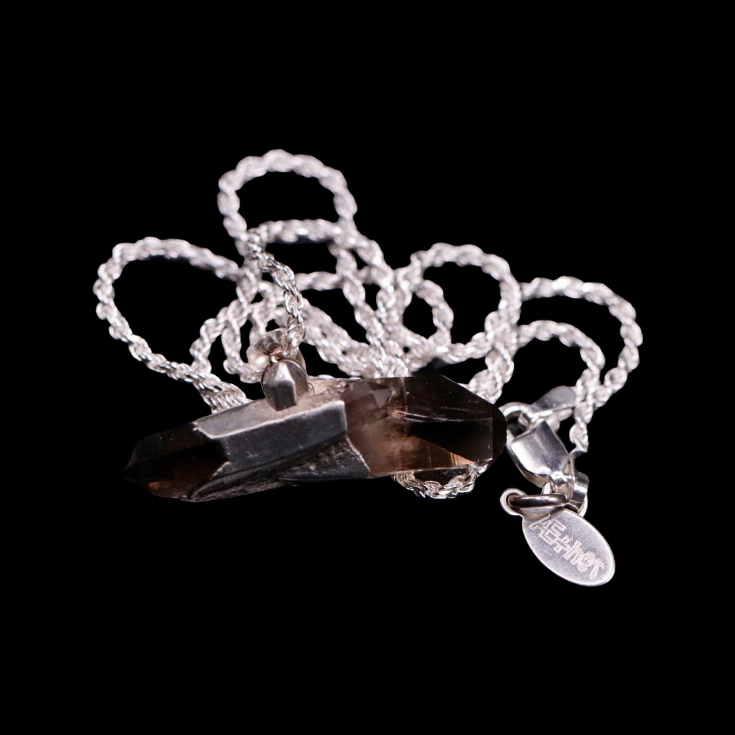 Raw Double Terminated Smoky Quartz on Rope