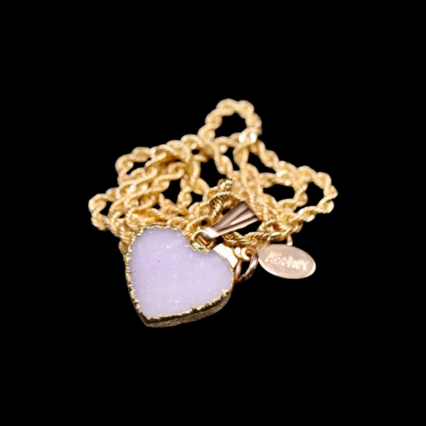 Petite White Druzy Heart on Rope