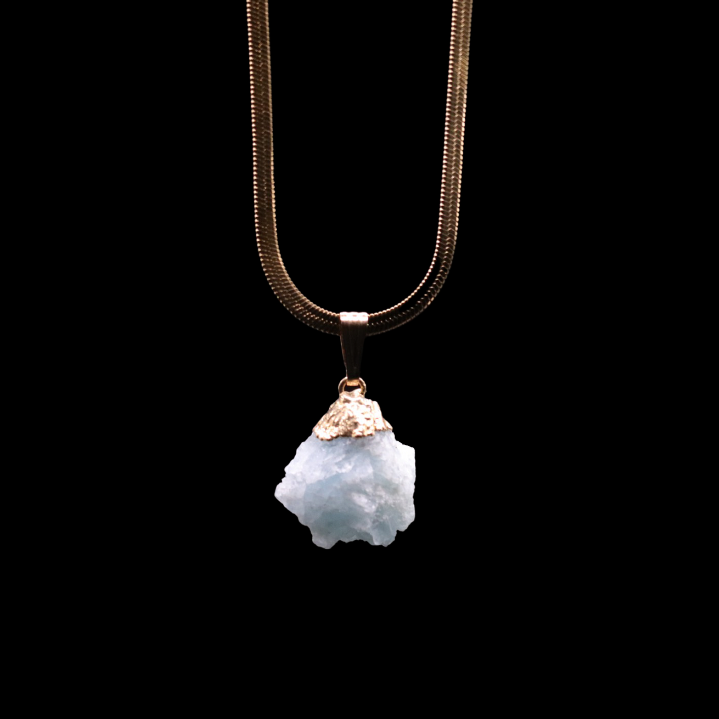 Raw Aquamarine on Herringbone