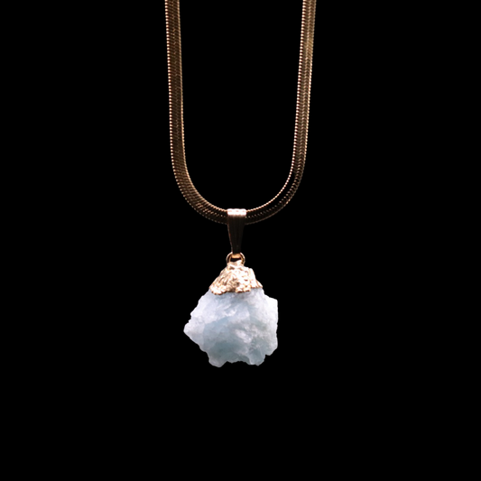 Raw Aquamarine on Herringbone