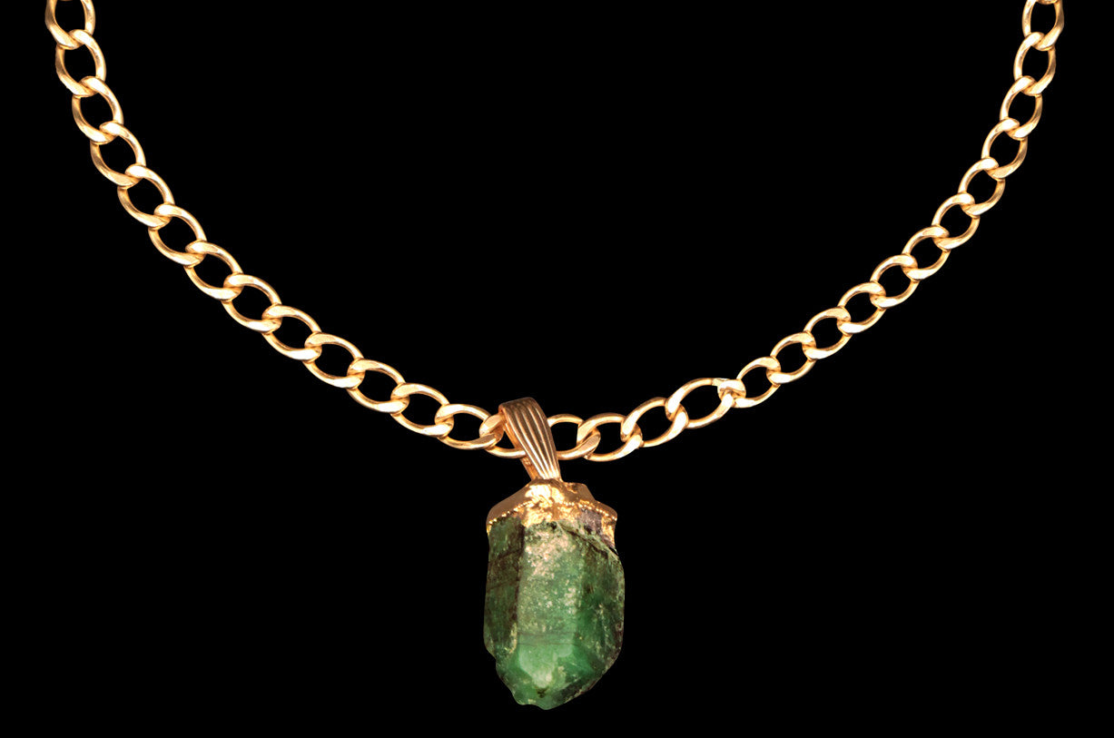 Raw Emerald Matrix on Curb Choker
