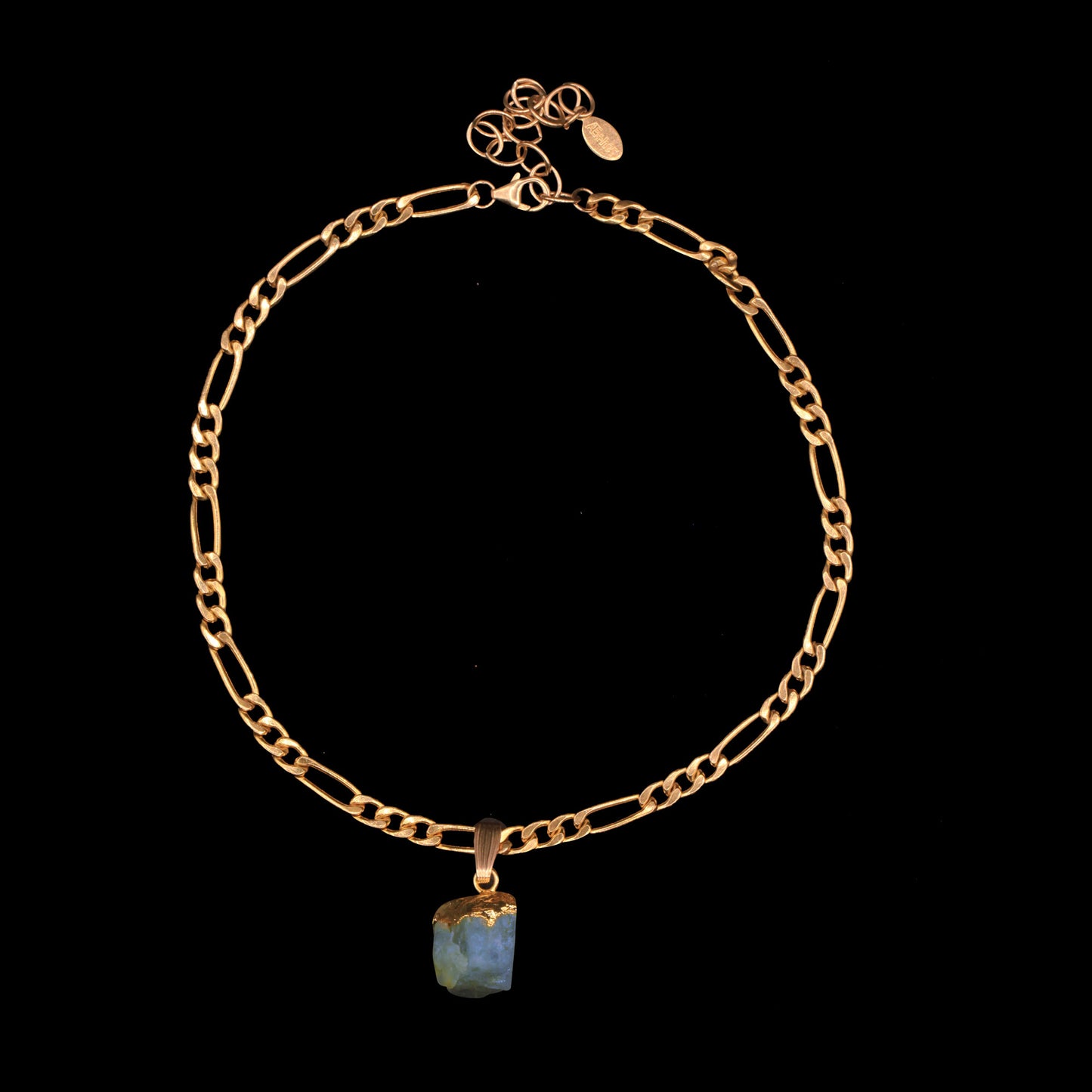 Raw Aquamarine on Figaro Choker