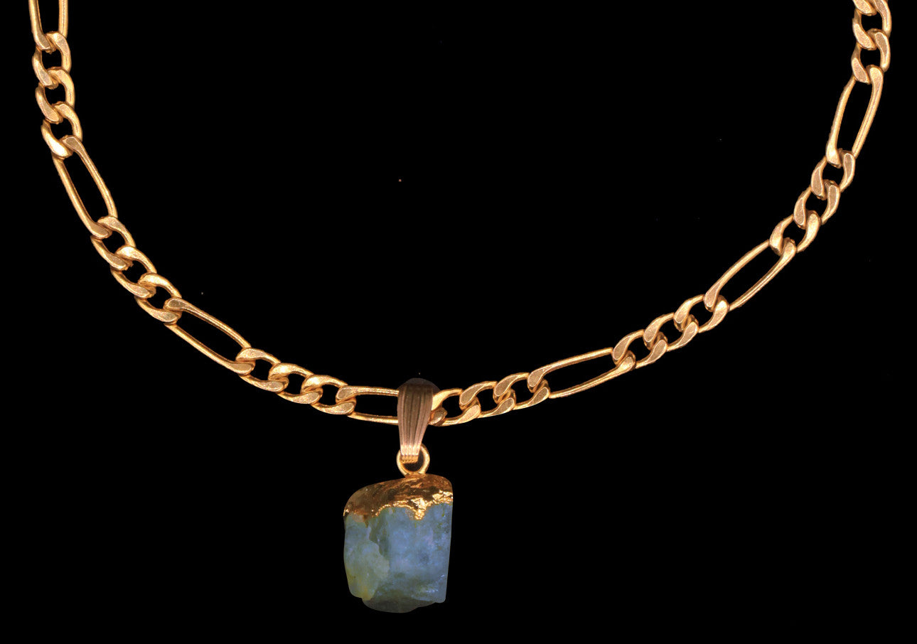 Raw Aquamarine on Figaro Choker