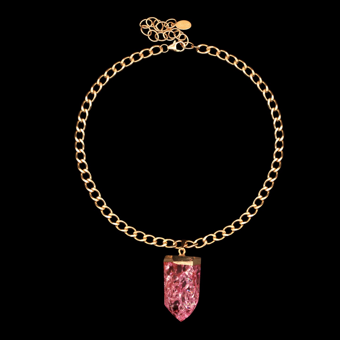 Pink Crackle Quartz on Curb Choker