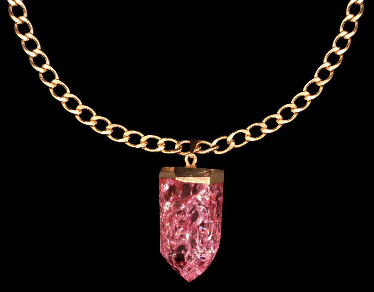 Pink Crackle Quartz on Curb Choker