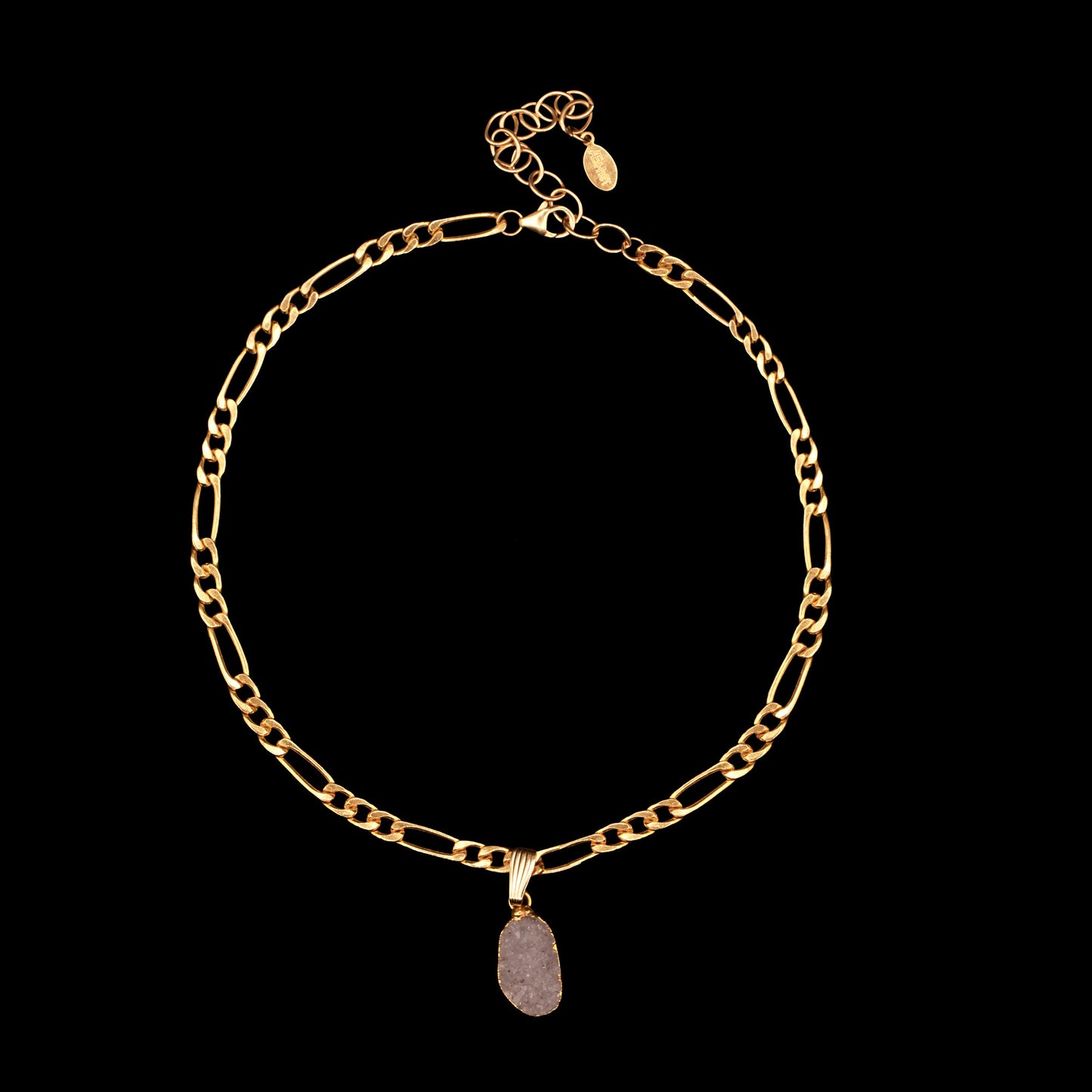 Petite White Agate Druzy on Figaro Choker