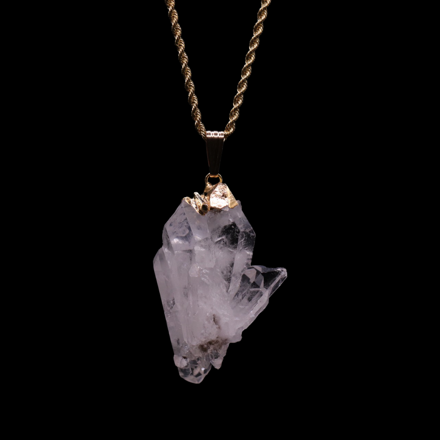 Raw Clear Quartz Cluster on Rope