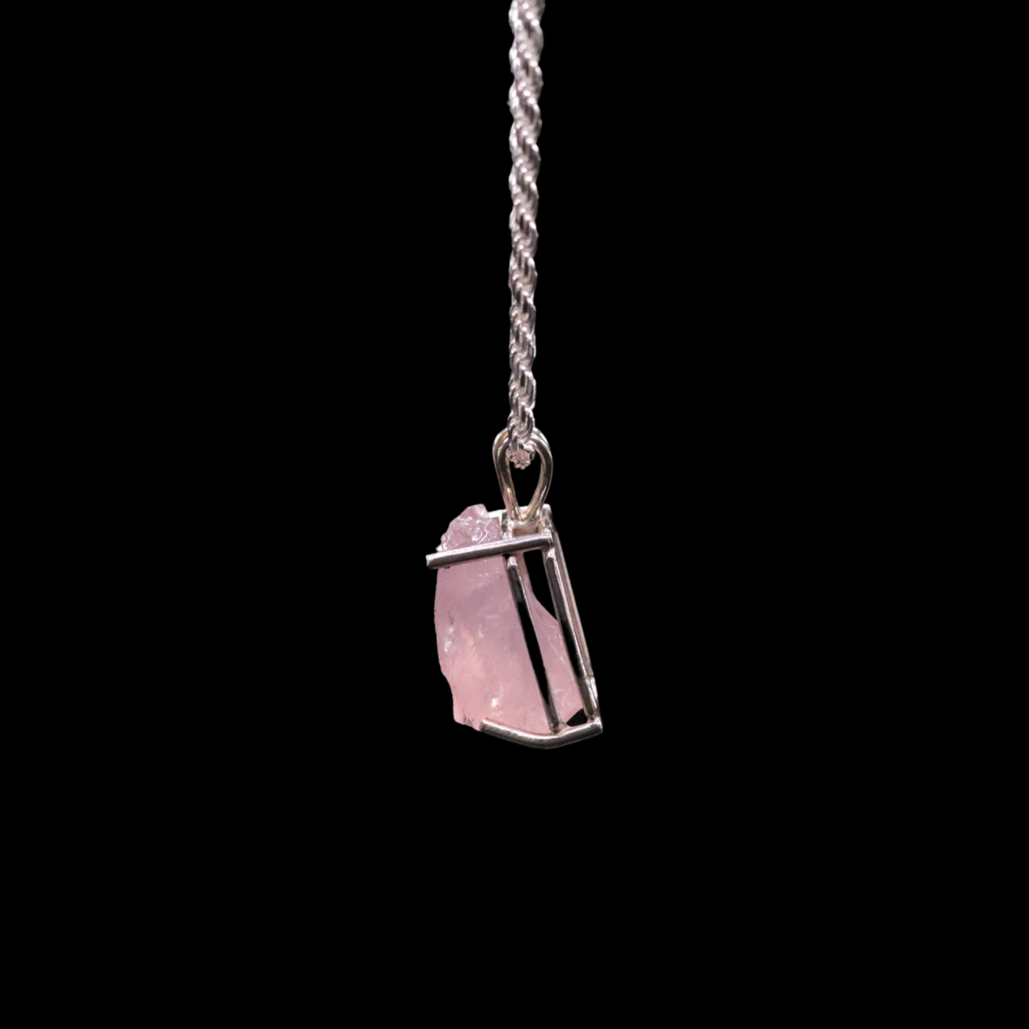 Natural Madagascan Rose Quartz Solitaire on Rope