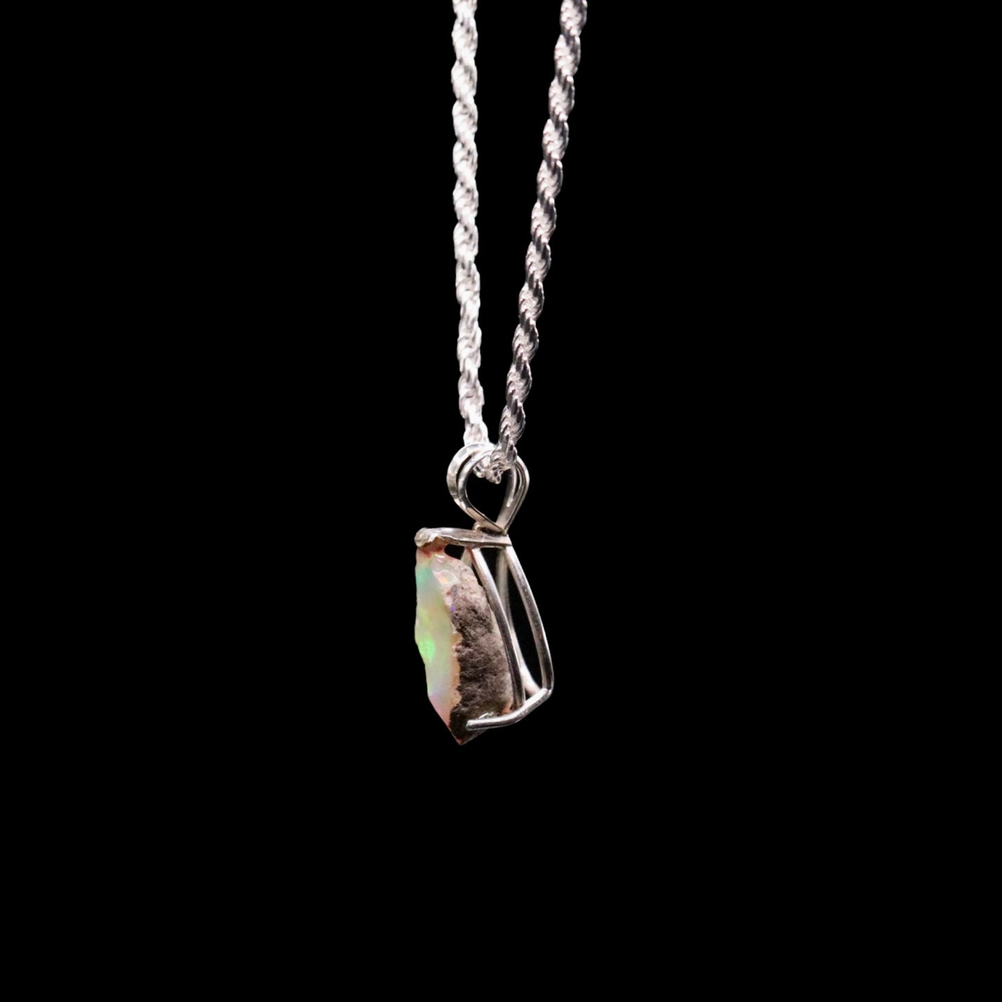 Natural Ethiopian Opal Solitaire on Rope