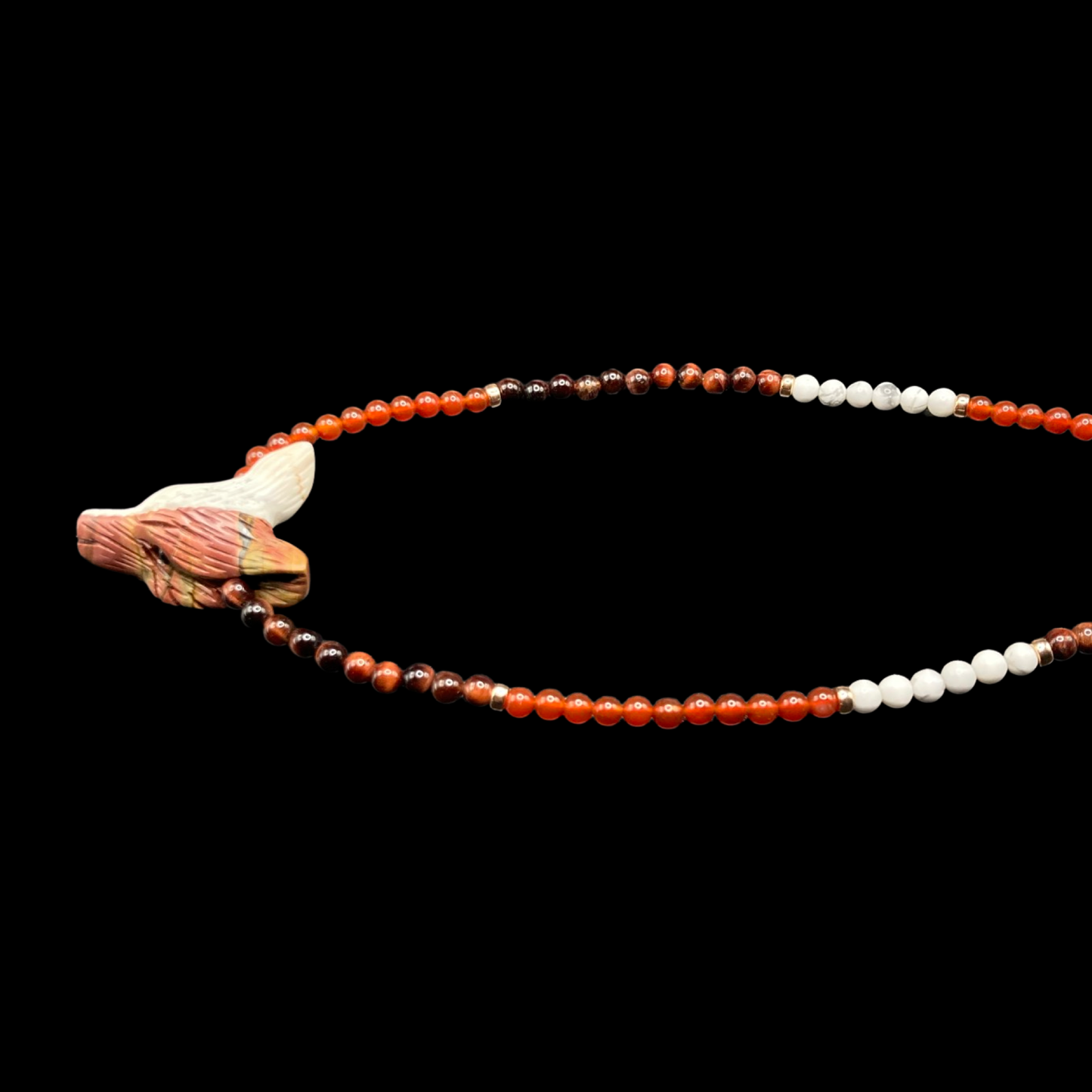 STRAWBERRYMOON22 X HOWLITE + PICASSO JASPER ON RED AGATE + RED TIGER EYE + HOWLITE