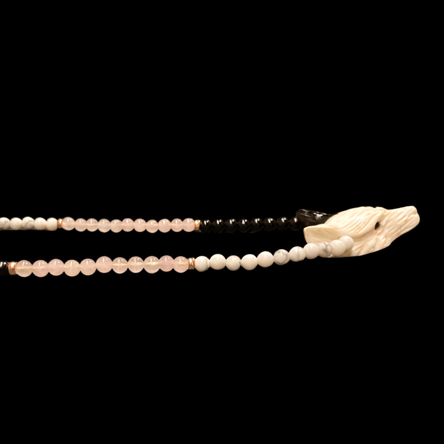 PINKMOON22 X HOWLITE + BLACK OBSIDIAN ON ROSE QUARTZ + HOWLITE + BLACK TOURMALINE