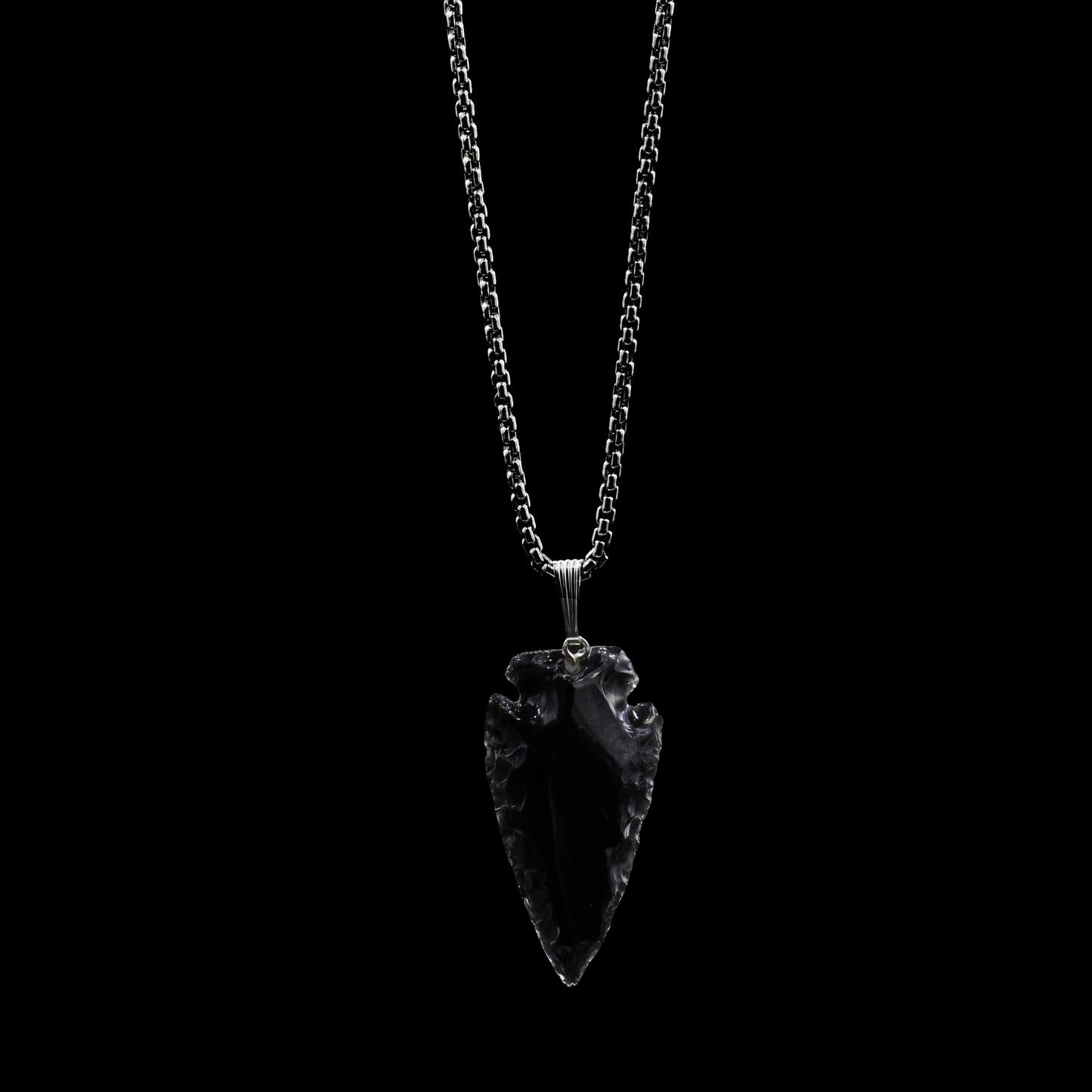 Black Obsidian Arrowhead on Sterling Silver on Oxidized Box
