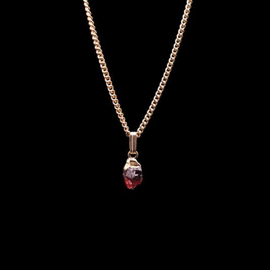 Ultra Petite Raw Garnet on Curb