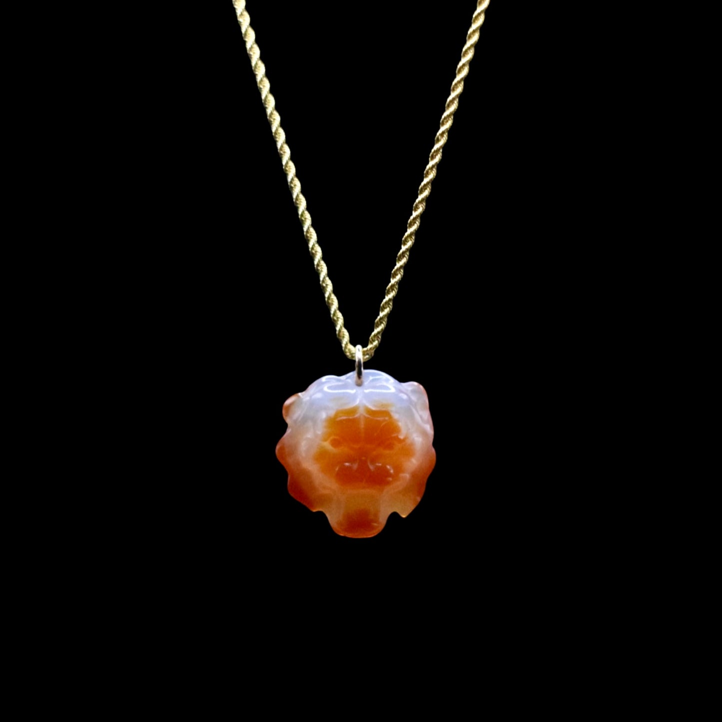 Carved Lion Agate on Rope