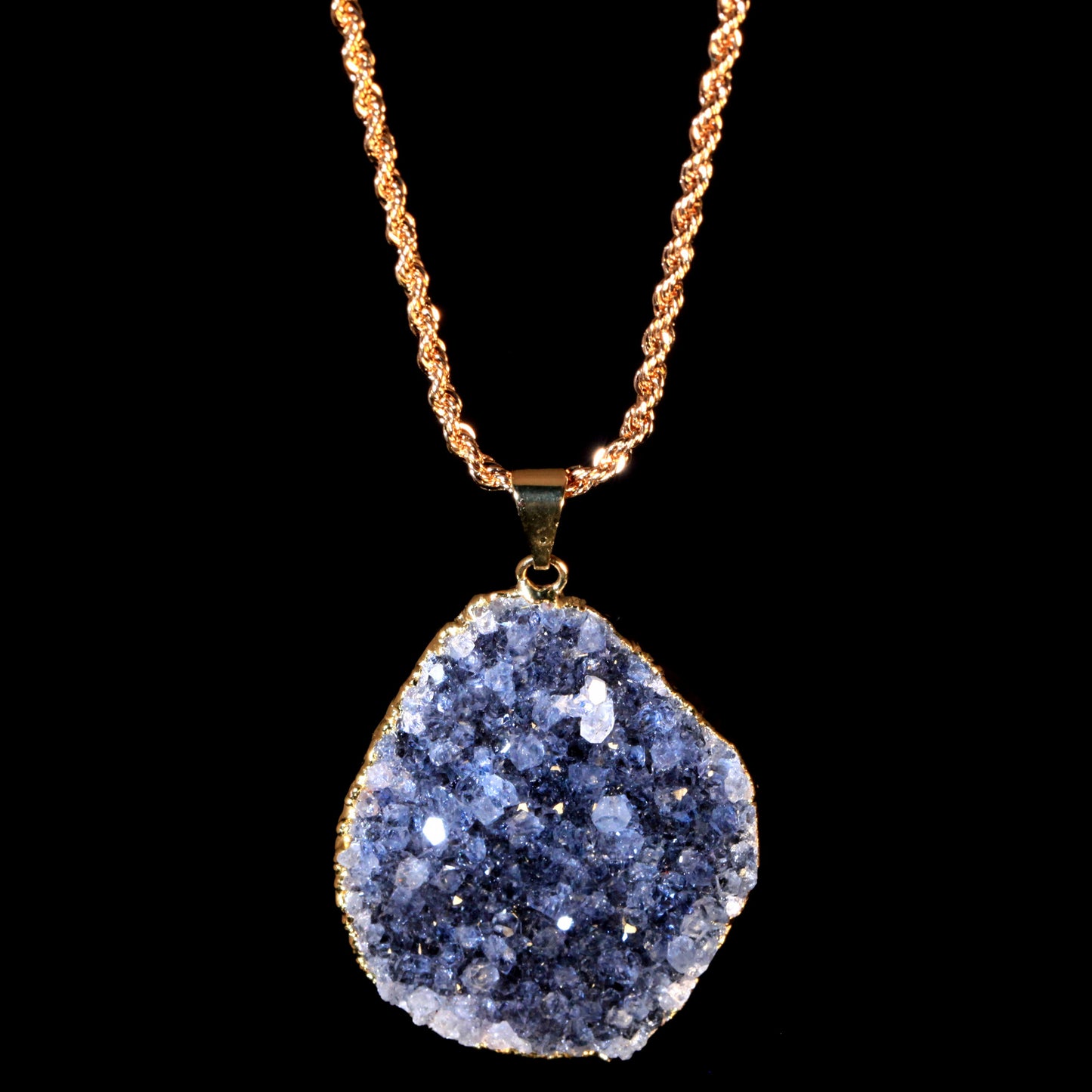 Cadet Grey Agate Druzy on Rope