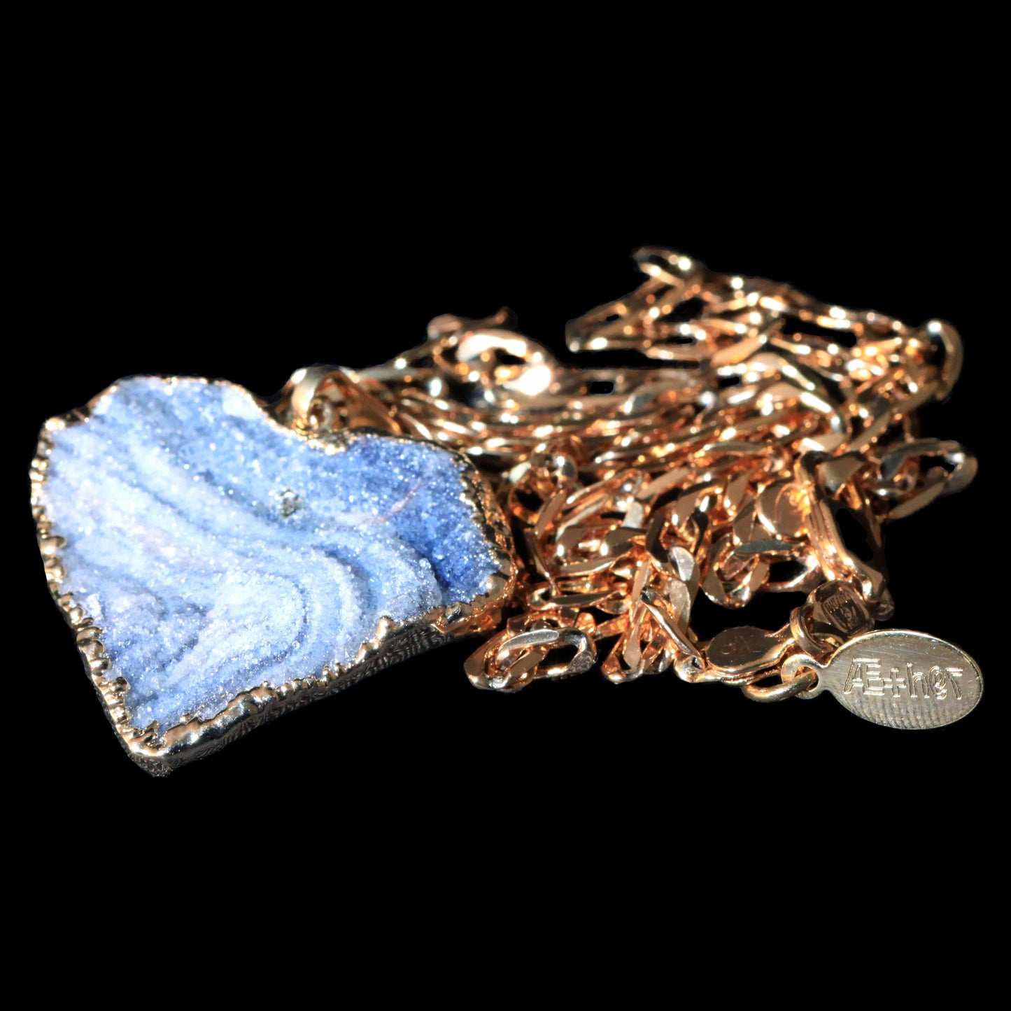 Chalcedony Druzy Heart on Curb