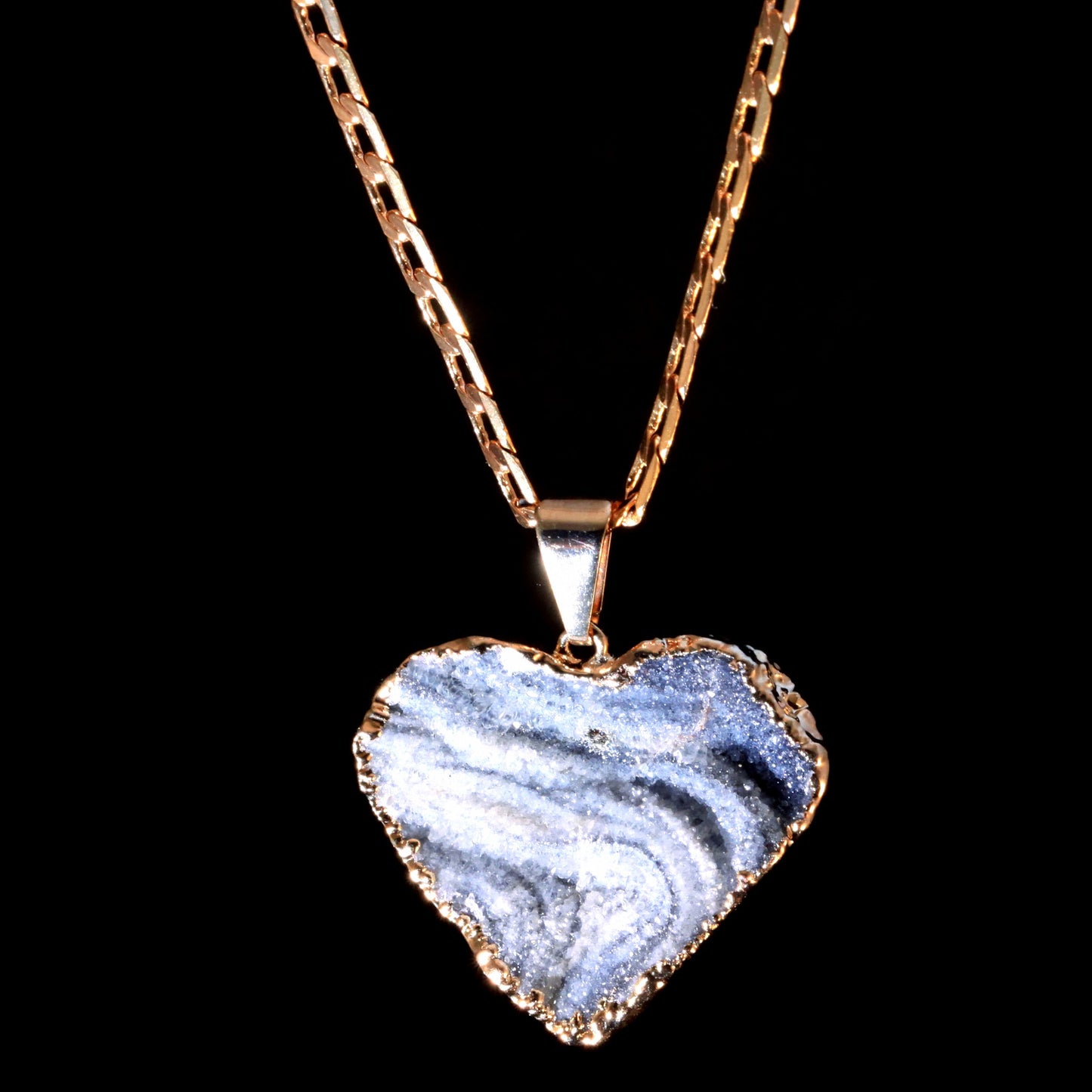 Chalcedony Druzy Heart on Curb