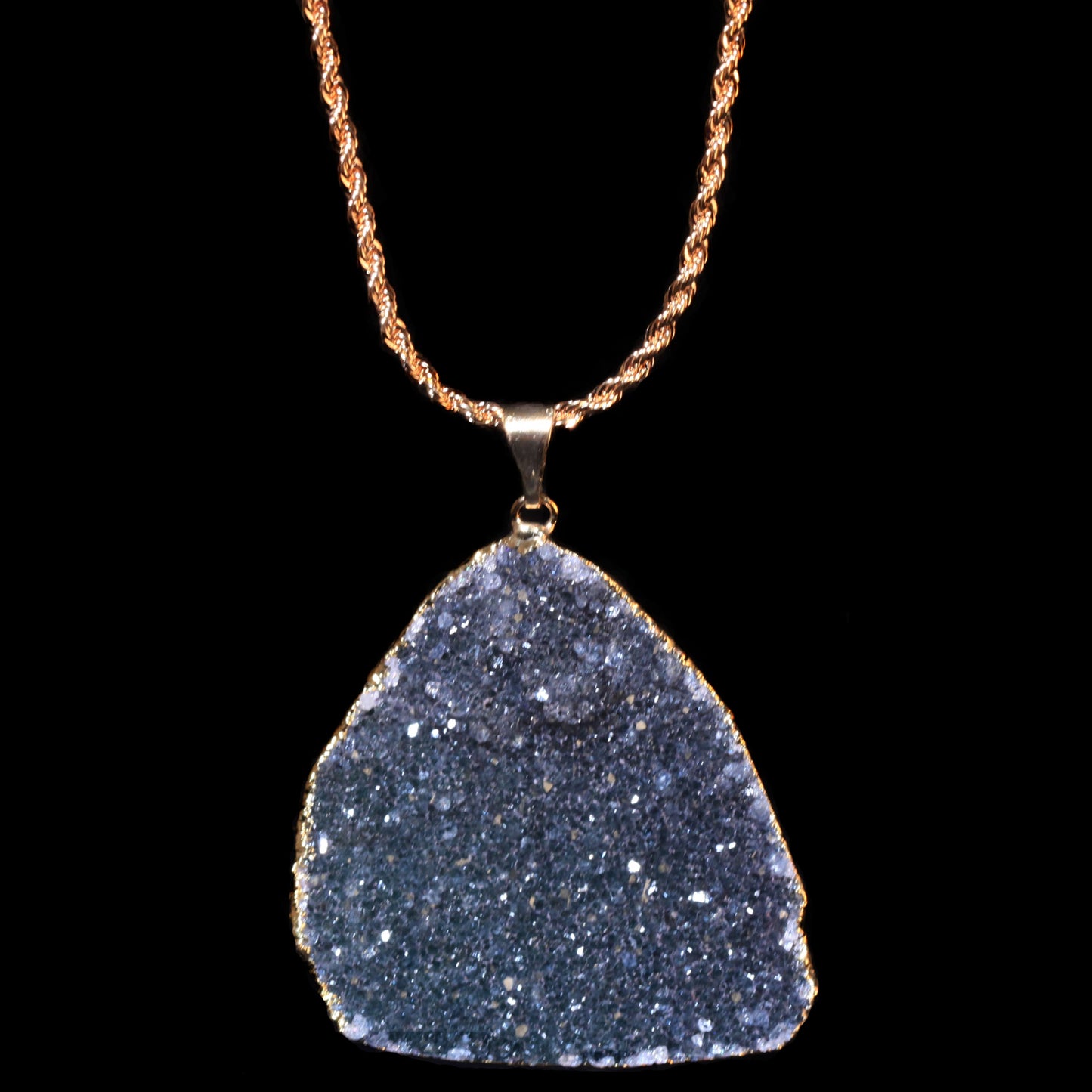 Cadet Grey Agate Druzy on Rope