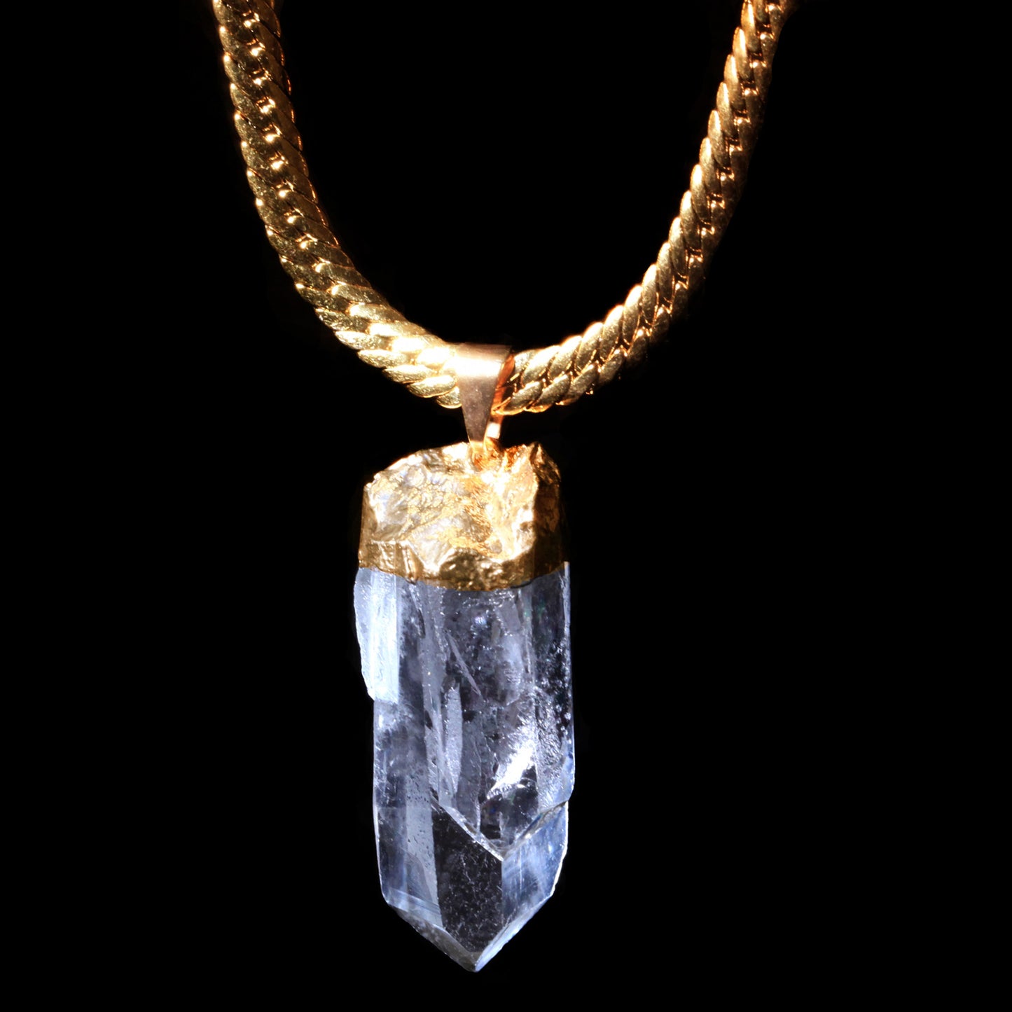 Clear Quartz Point on Herringbone