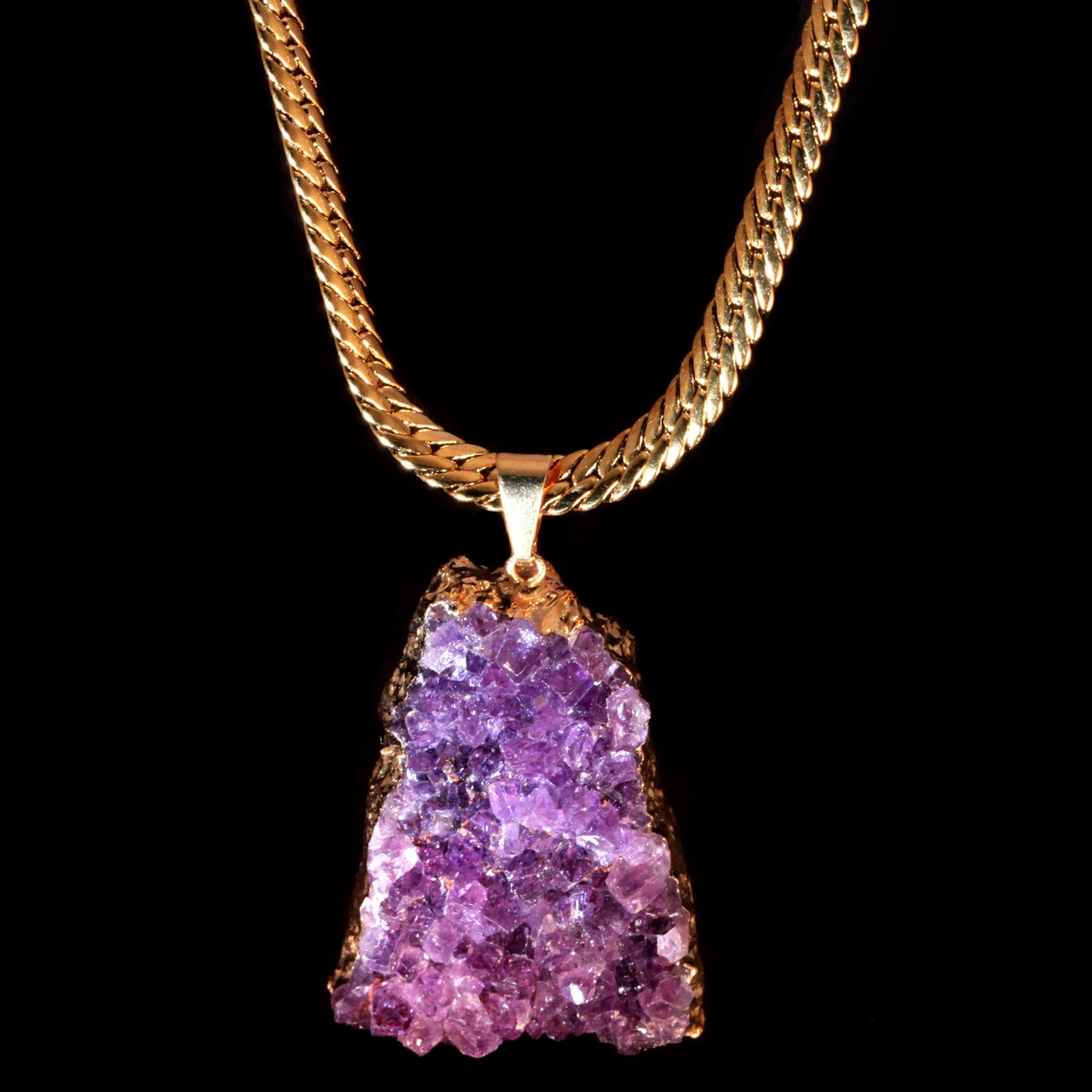 Amethyst Druzy on Herringbone