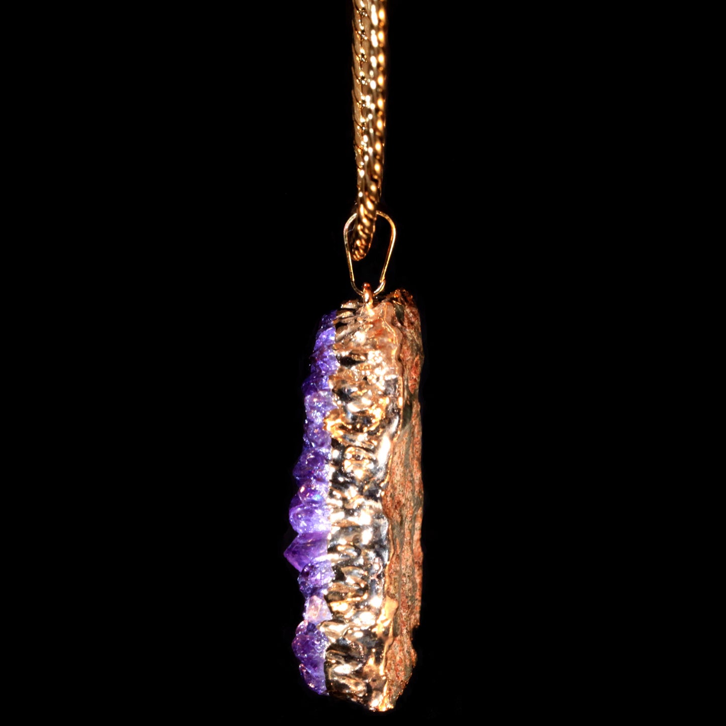 Amethyst Druzy on Herringbone