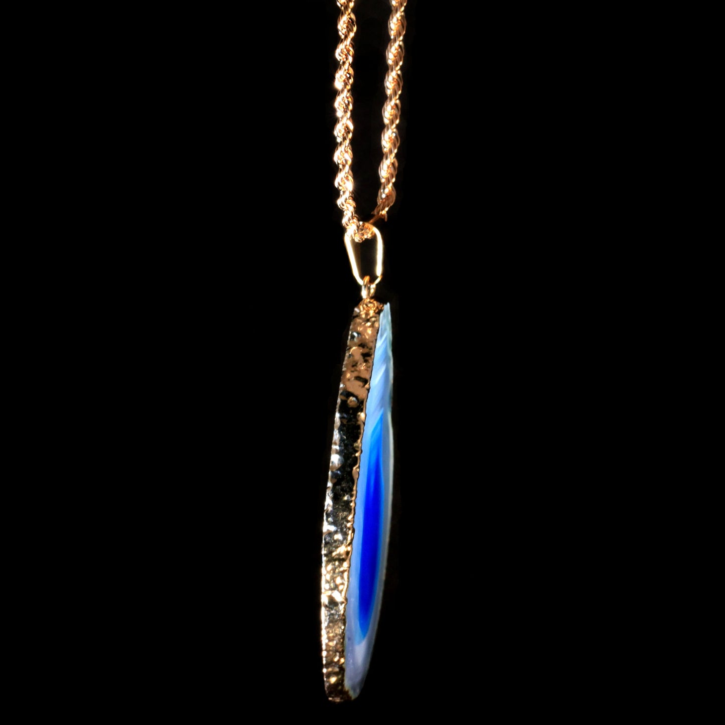 Transparent Blue Agate Slice on Rope