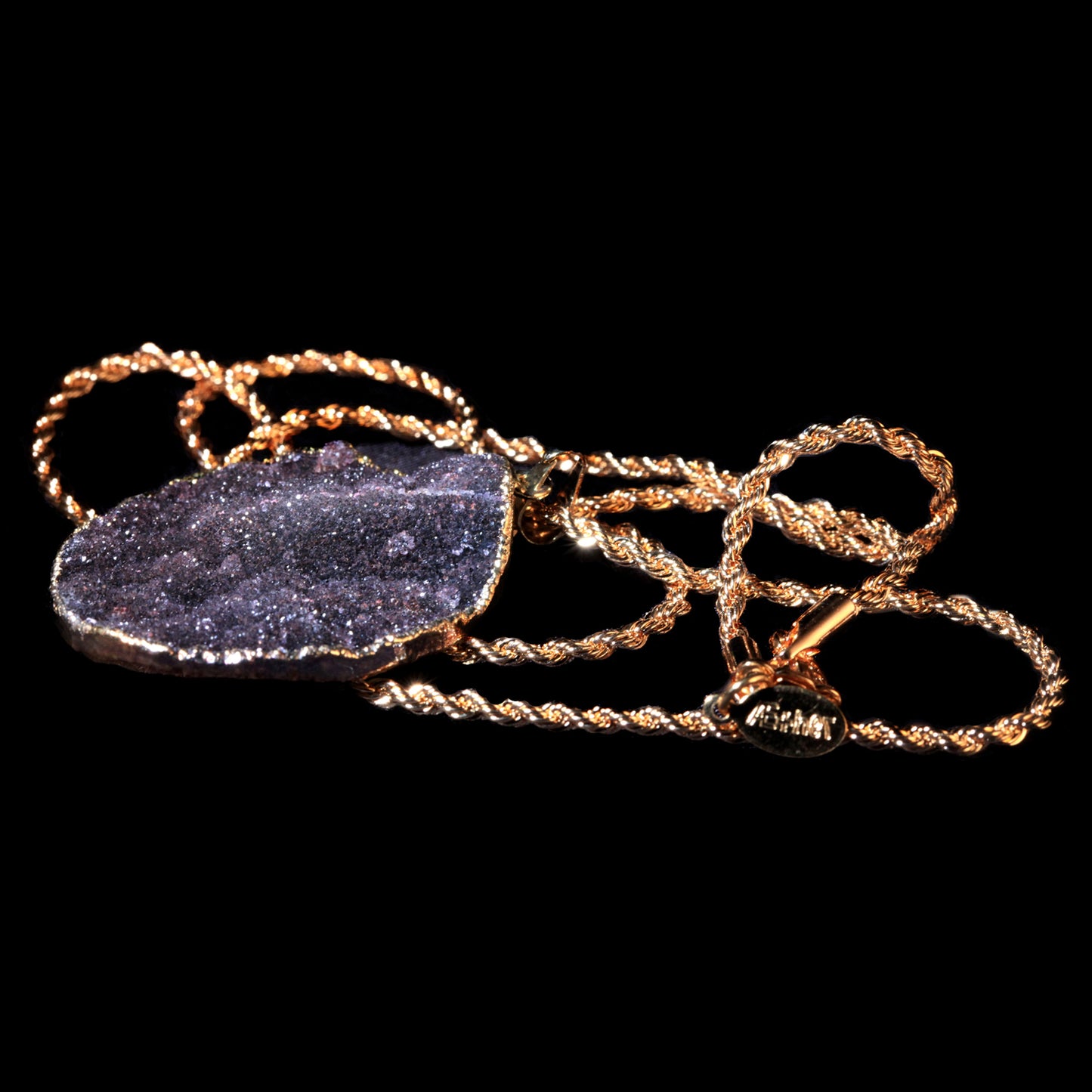 Natural Agate Druzy Slice on Rope