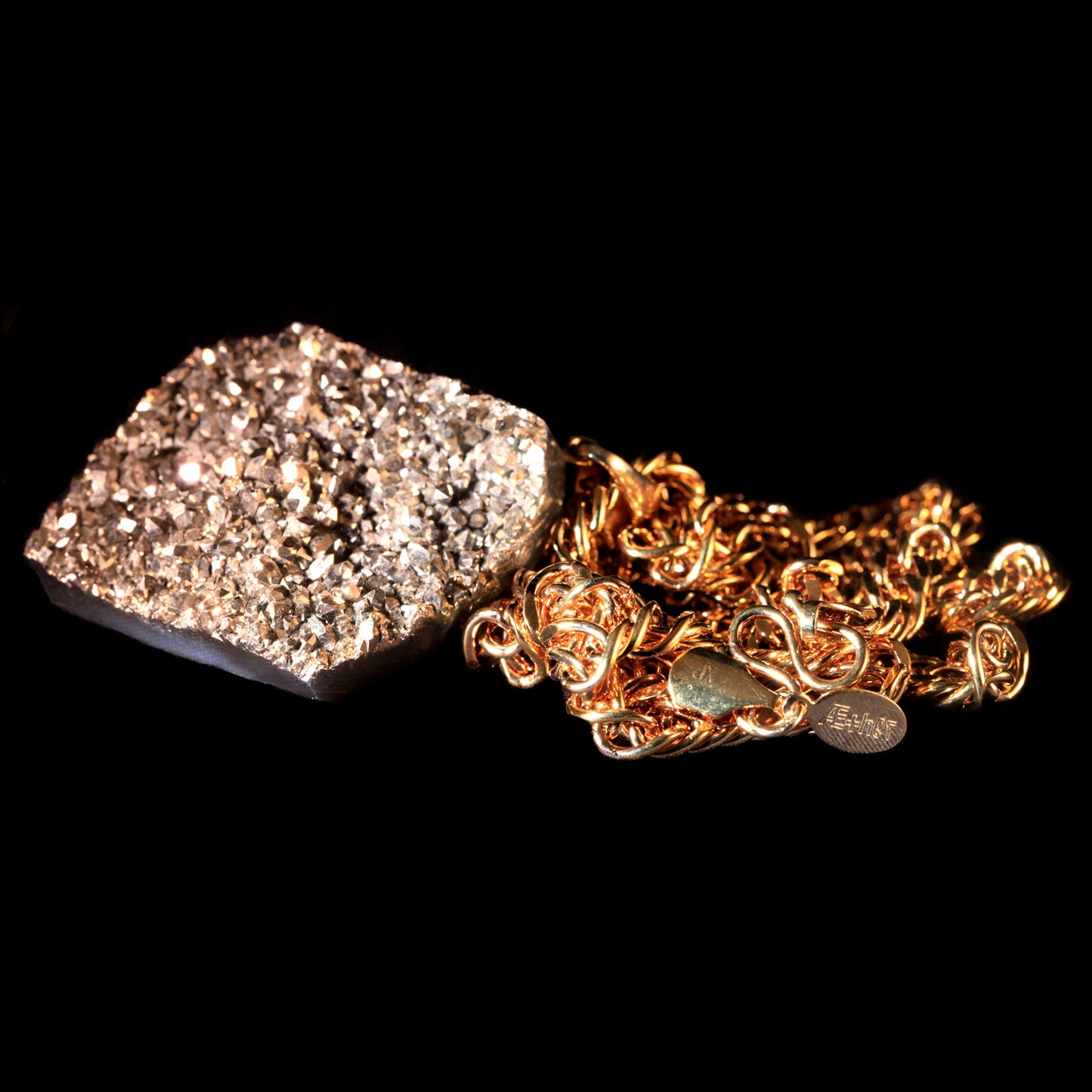 Gold Coated Agate Druzy Cabochon on Franco