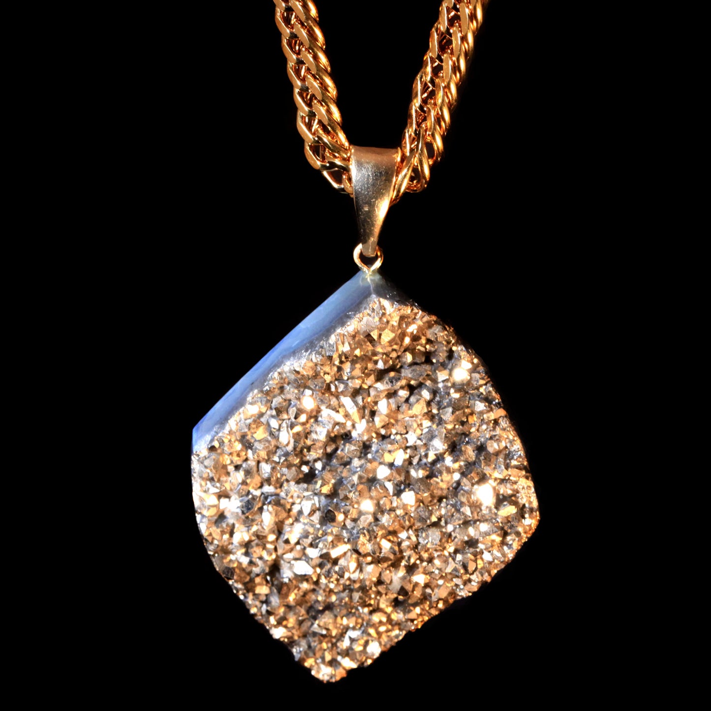 Gold Coated Agate Druzy Cabochon on Franco