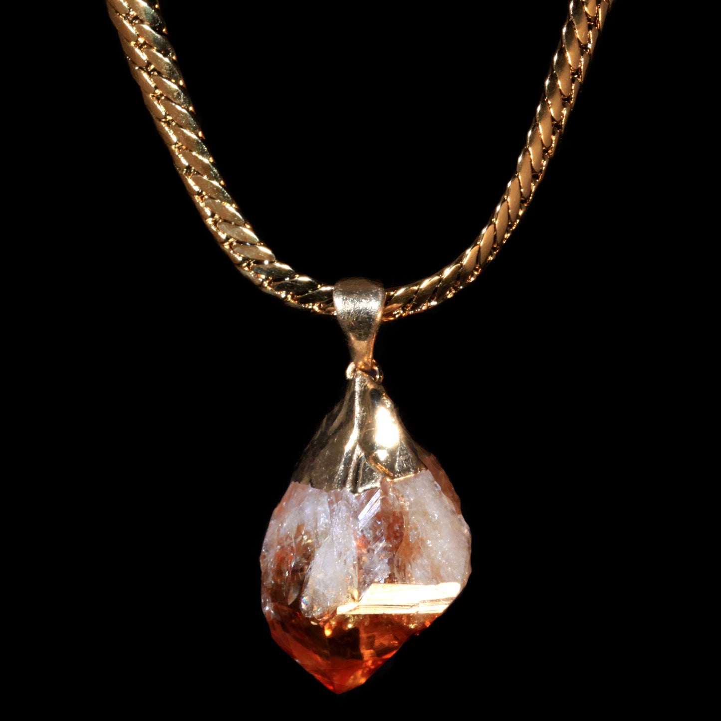 Raw Citrine Point on Herringbone