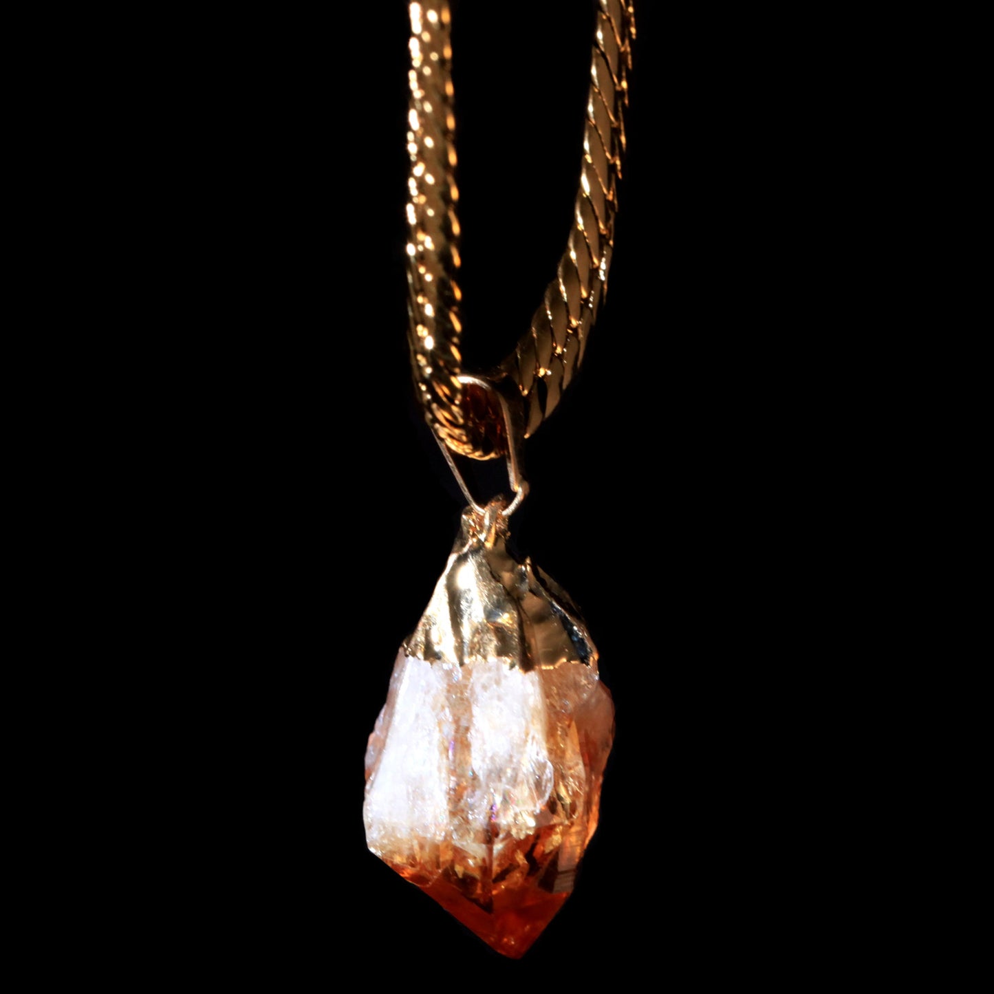 Raw Citrine Point on Herringbone