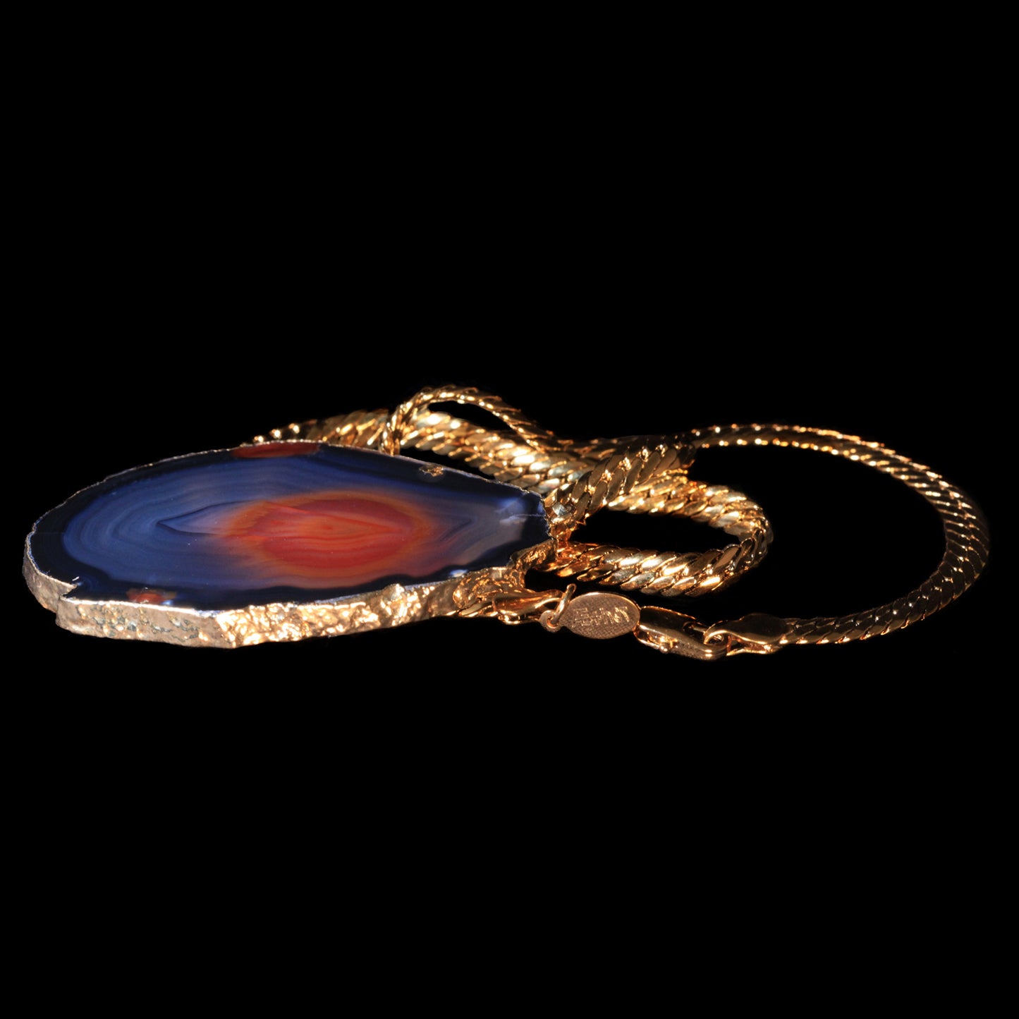 "Blood Moon" Agate Slice on Herringbone