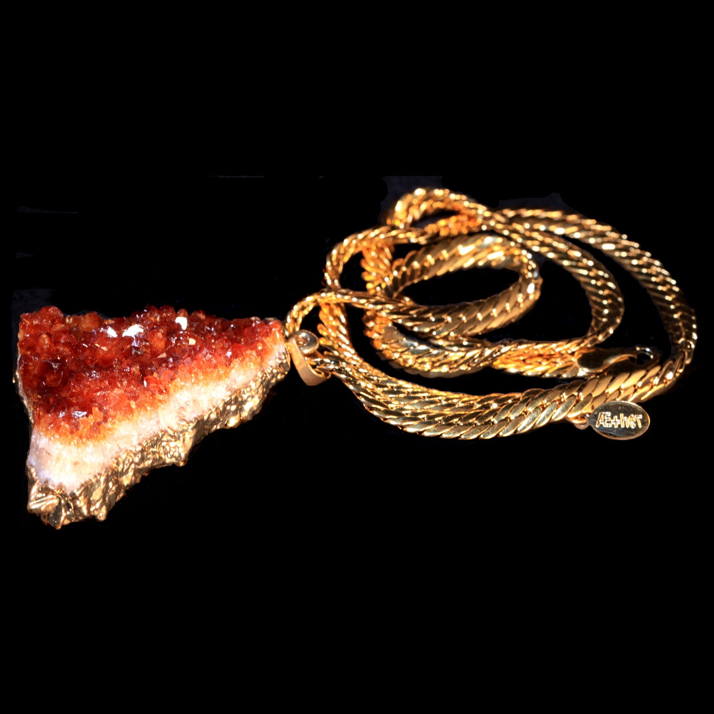 Citrine Druzy on Herringbone