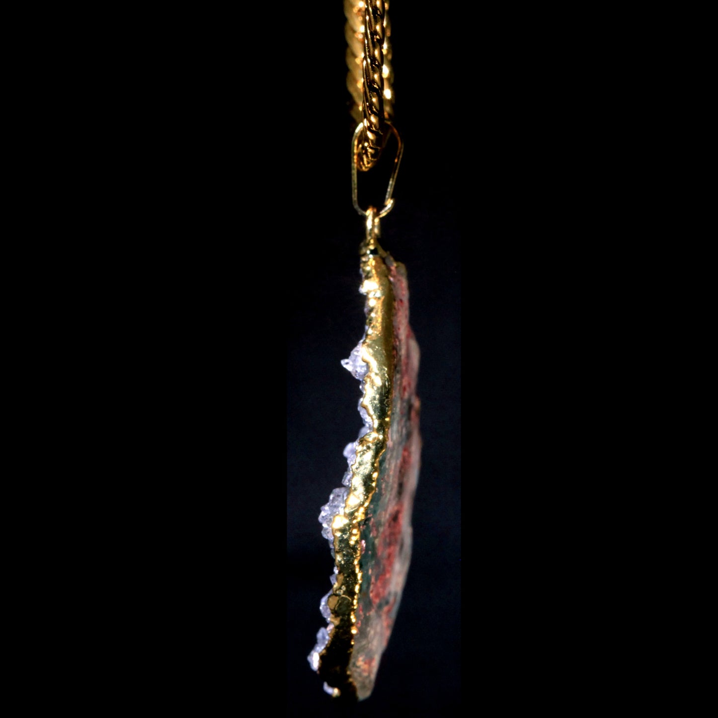 Cadet Grey Agate Druzy on Herringbone